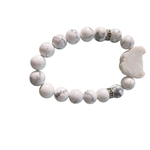 White Gray Beaded Shitzu Bracelet - Picture 2 of 4